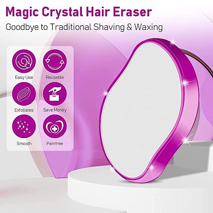 FLETIX Crystal Hair Eraser Stone, Painless Magic Crystal Hair Remover for Women Men, Hair Removal Eraser Exfoliator Tool for Arms Legs Back Bikini Body Any Part