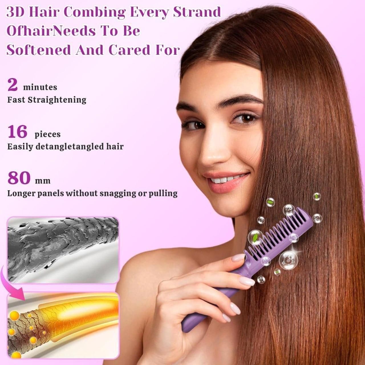Portable Mini Hair Straightener Cordless Rechargeable Adjustable Hair Straightener Hot Comb