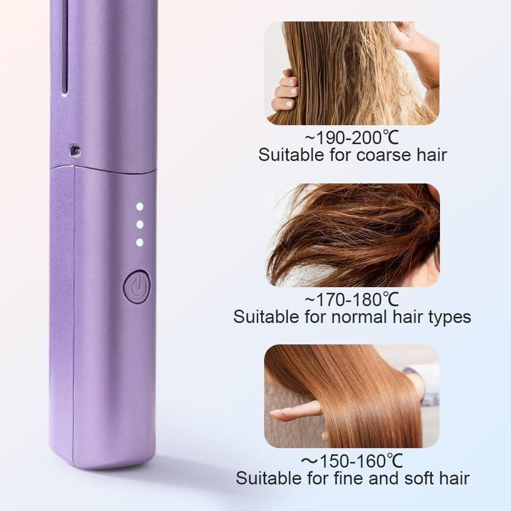 Portable Mini Hair Straightener Cordless Rechargeable Adjustable Hair Straightener Hot Comb