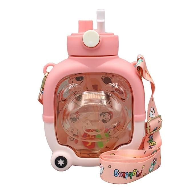 Cute Sipper Water Bottle with Straw and Strap Best Gift For Kids