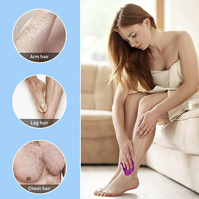 FLETIX Crystal Hair Eraser Stone, Painless Magic Crystal Hair Remover for Women Men, Hair Removal Eraser Exfoliator Tool for Arms Legs Back Bikini Body Any Part