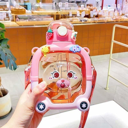 Cute Sipper Water Bottle with Straw and Strap Best Gift For Kids