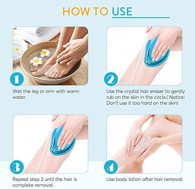 FLETIX Crystal Hair Eraser Stone, Painless Magic Crystal Hair Remover for Women Men, Hair Removal Eraser Exfoliator Tool for Arms Legs Back Bikini Body Any Part